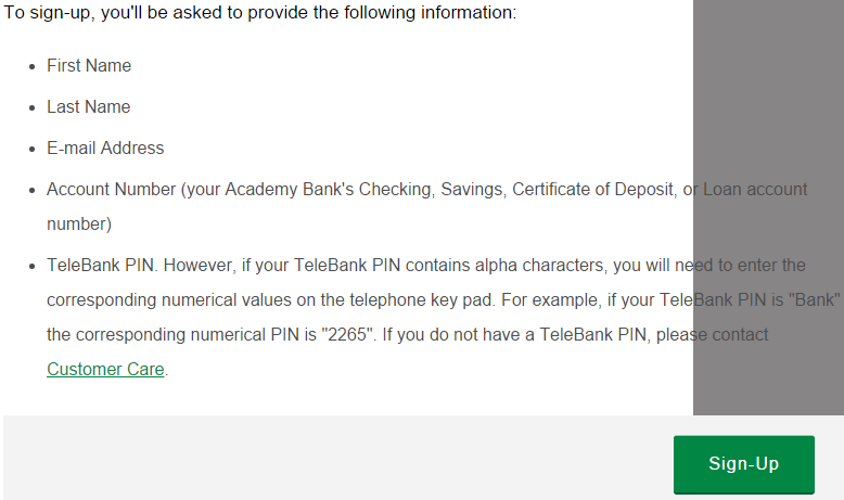 Academy Bank Login 2nd