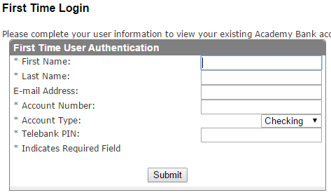 Academy Bank Login 3th