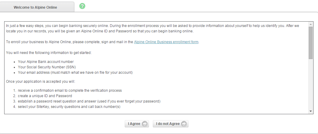 Alpine Bank Enroll Step 3th