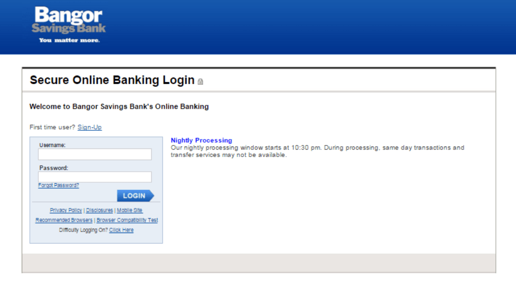 Bangor Savings Bank login