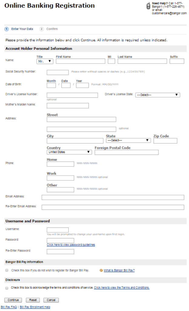 Bangor Savings Online Banking Registration enroll