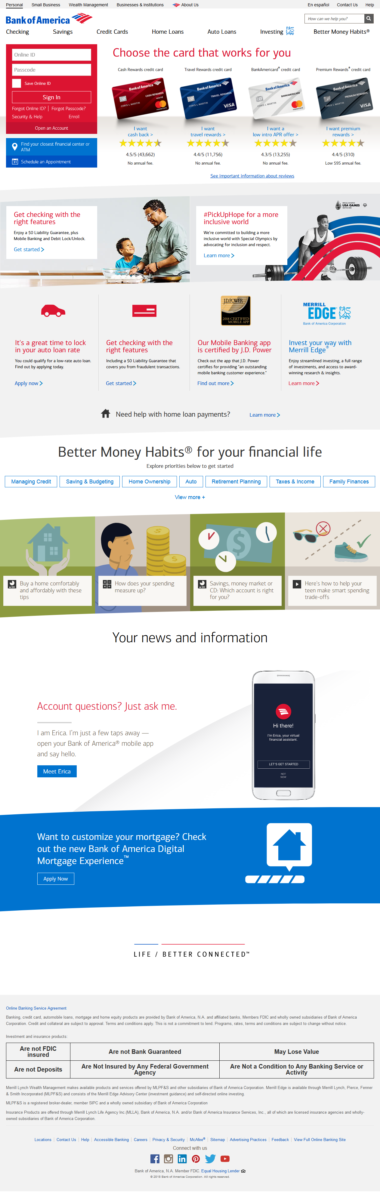 Bank of America Homepage
