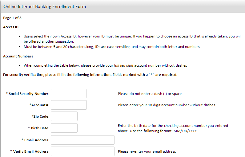 AnchorBank Online Banking Enroll Step Three