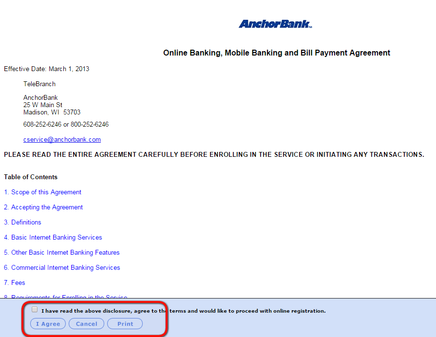 AnchorBank Online Banking Enroll Step Two
