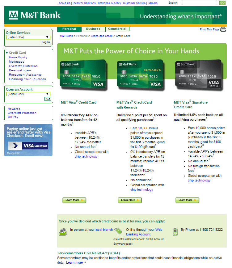 mtb visa credit cards